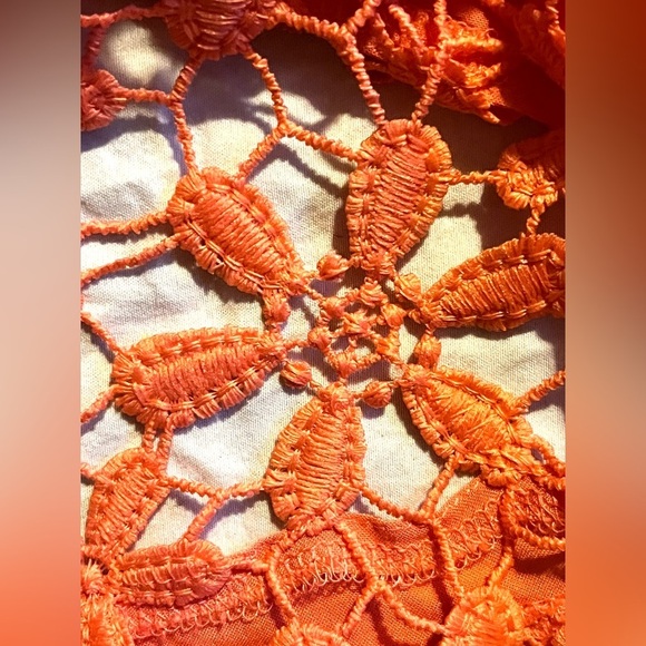 Hollister Women’s Coral Orange Floral Lace Sleeveless Dress Size Small - Picture 12 of 12